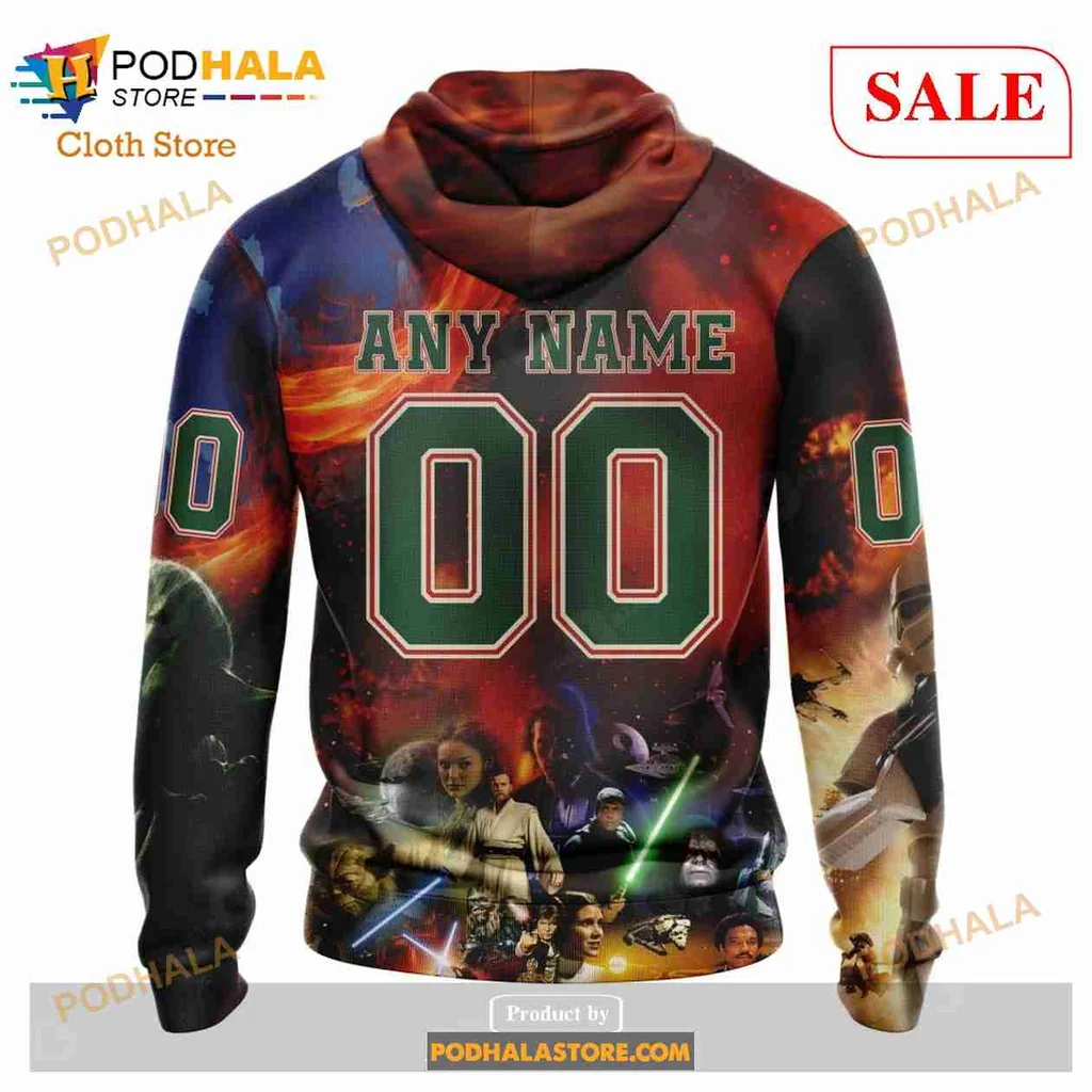Bold Darth Vader Minnesota Wild AOP Hoodie With Fiery Design Elements Bold Darth Vader Minnesota Wild AOP Hoodie With Fiery Design Elements