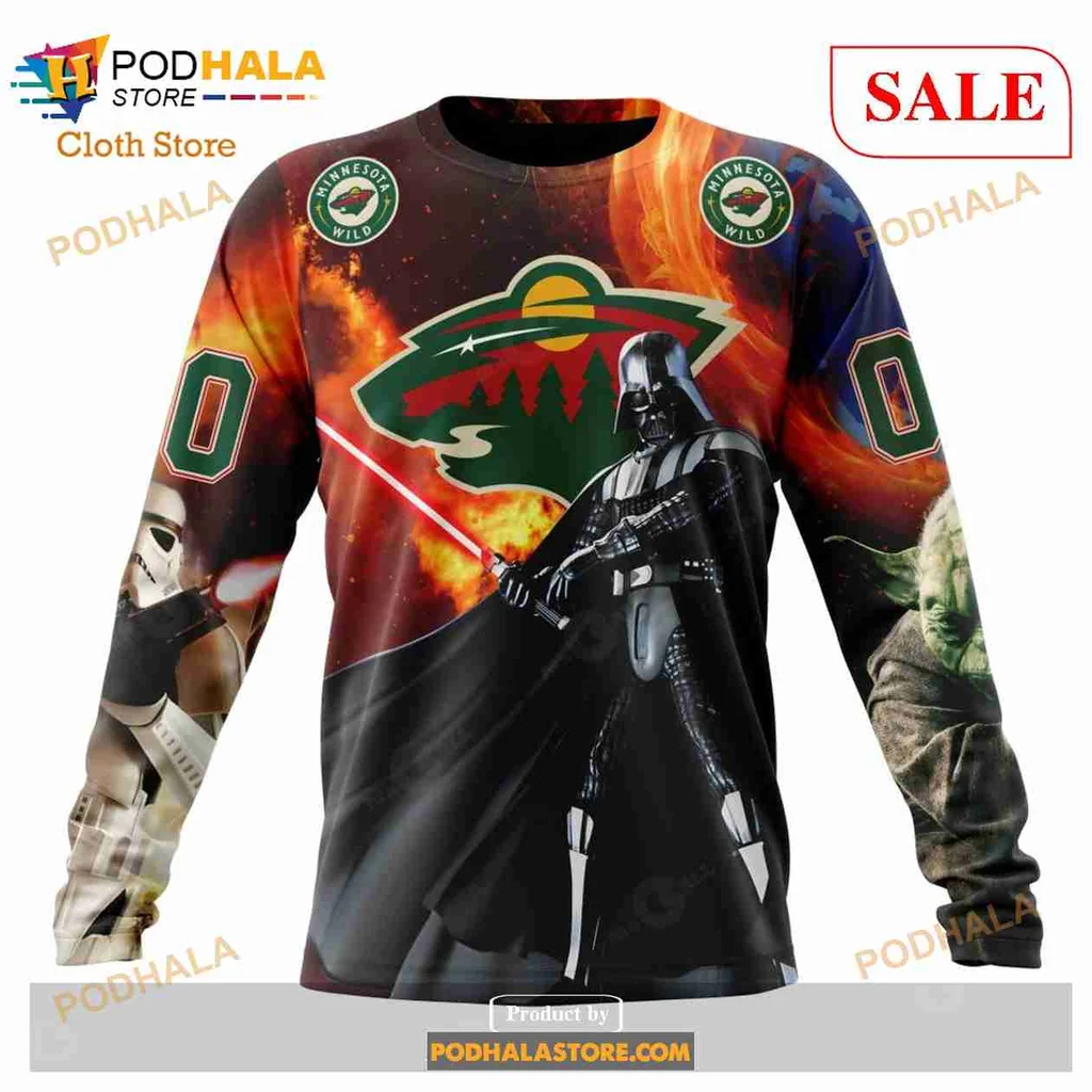Bold Darth Vader Minnesota Wild 3D Print Hoodie With Fiery Design Elements Bold Darth Vader Minnesota Wild 3D Print Hoodie With Fiery Design Elements