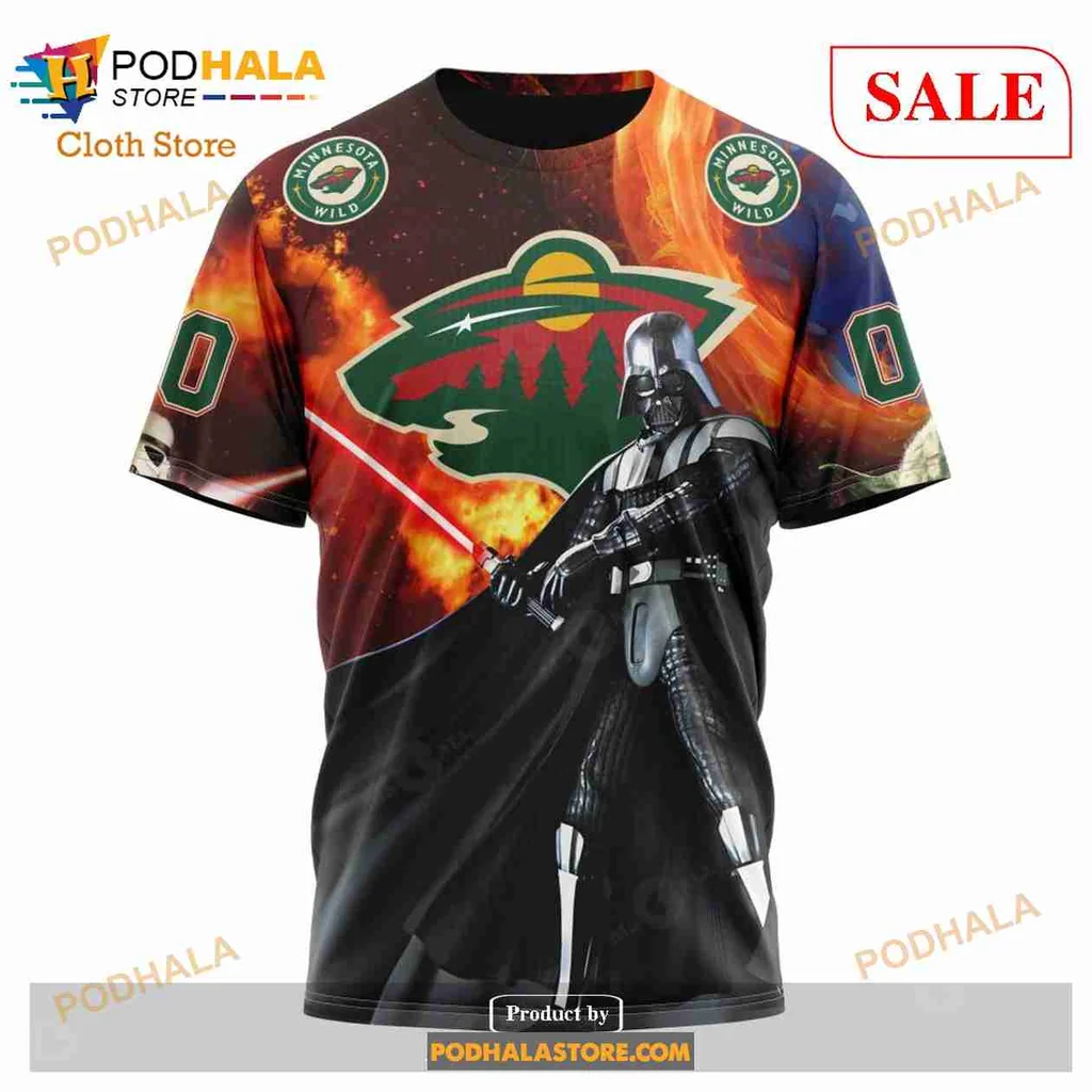 Bold Darth Vader Minnesota Wild 3d Hoodie With Fiery Design Elements - Product View 6 Bold Darth Vader Minnesota Wild 3d Hoodie With Fiery Design Elements - Product View 6