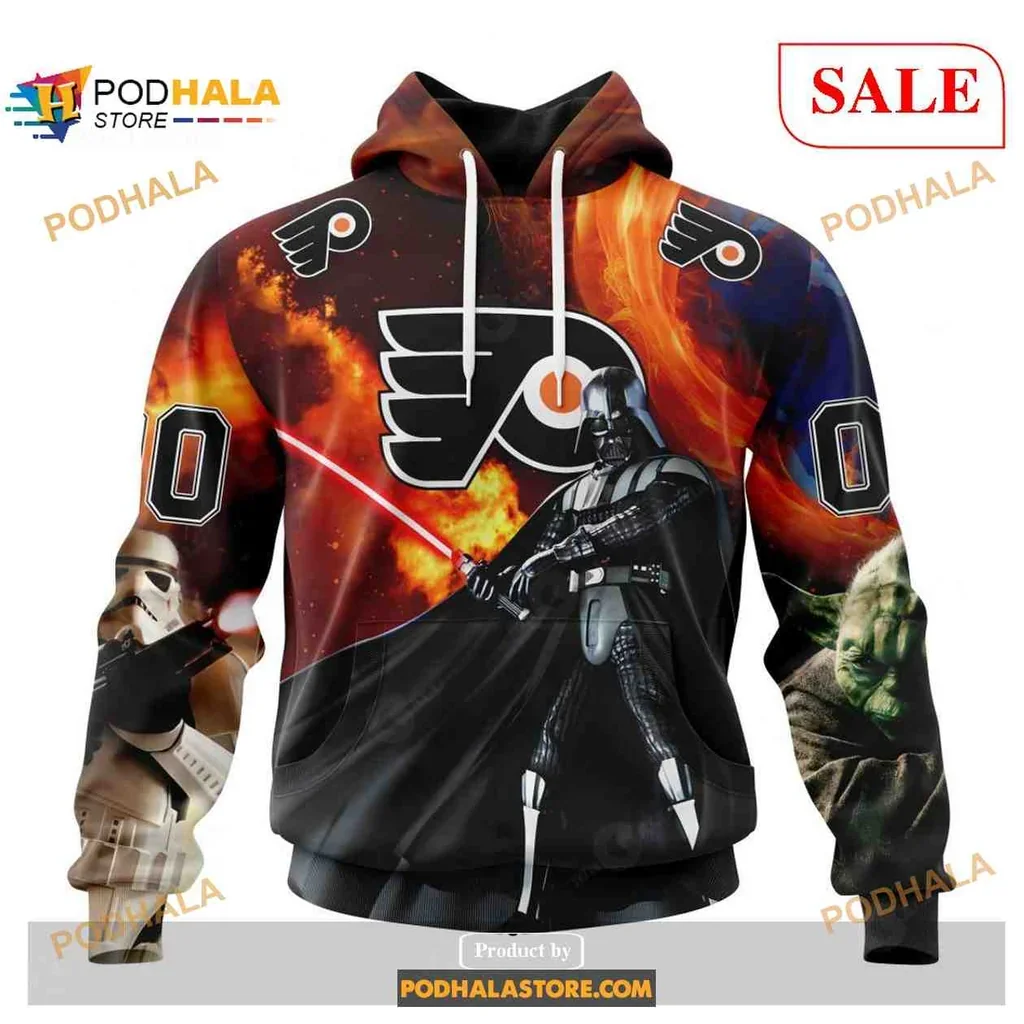 Bold Darth Vader Philadelphia Flyers 3d Hoodie With Lightsaber Graphic