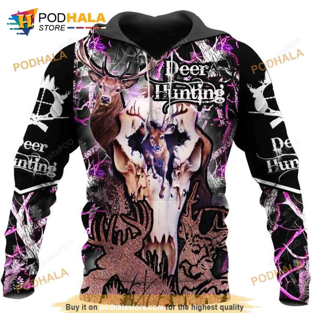 Bold Deer Hunting 3d Hoodie Featuring Realistic Deer Design