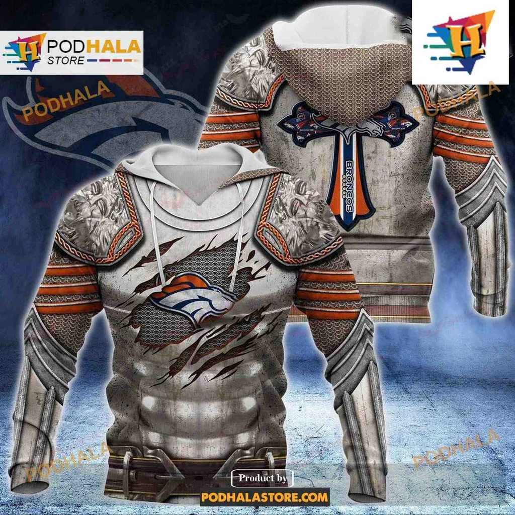Bold Denver Broncos Knight Armor 3d Hoodie With Unique Armor Design