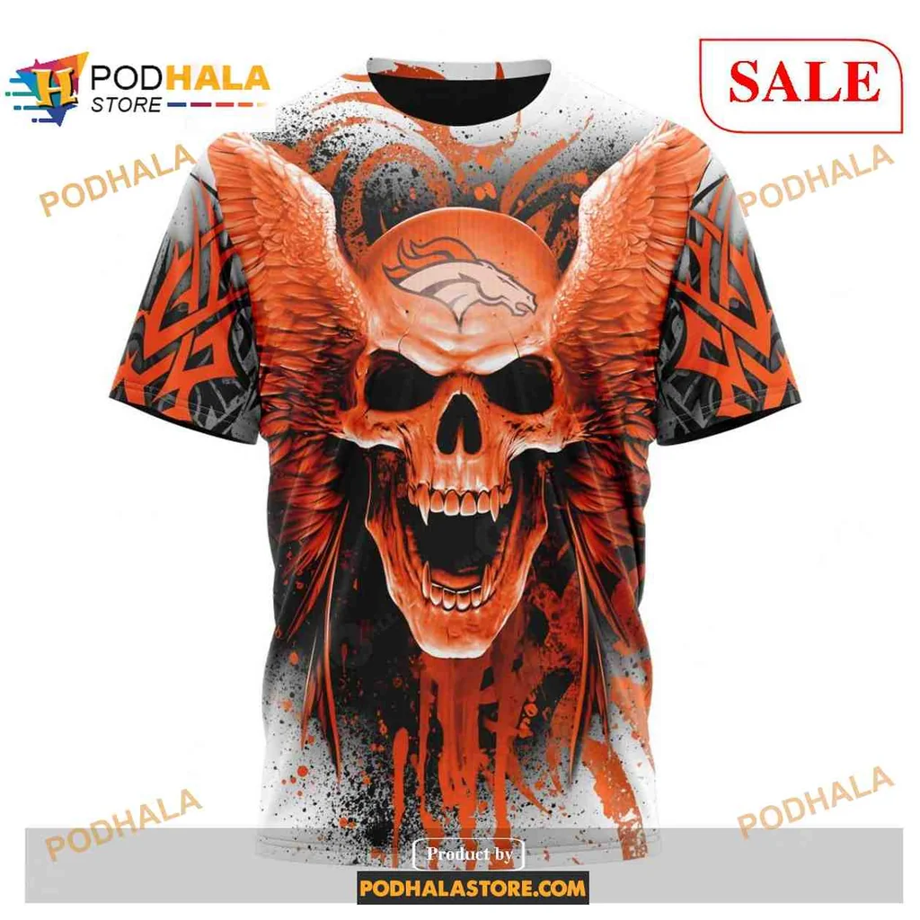 Bold Denver Broncos Skull Wings AOP Hoodie With Fierce Design And Team Logo Bold Denver Broncos Skull Wings AOP Hoodie With Fierce Design And Team Logo