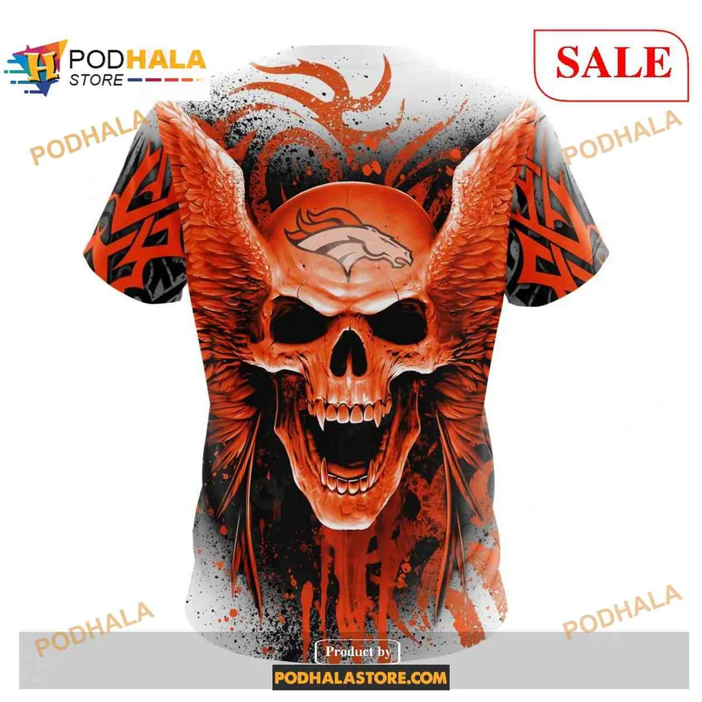 Bold Denver Broncos Skull Wings 3D Print Hoodie With Fierce Design And Team Logo Bold Denver Broncos Skull Wings 3D Print Hoodie With Fierce Design And Team Logo