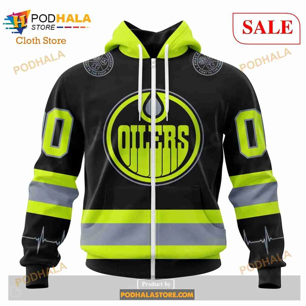 Bold Edmonton Oilers Firefighter All Over Print Hoodie With Customizable Number Design Bold Edmonton Oilers Firefighter All Over Print Hoodie With Customizable Number Design