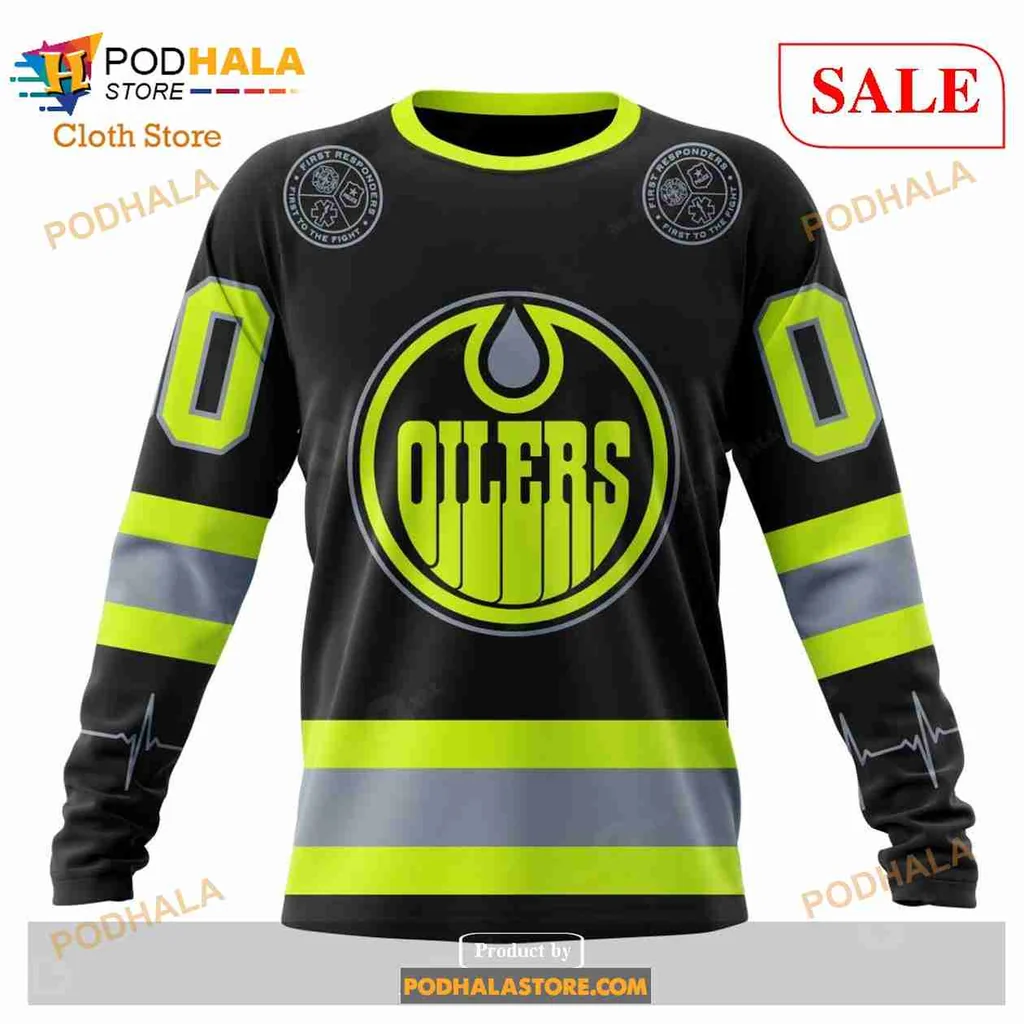 Bold Edmonton Oilers Firefighter 3D Print Hoodie With Customizable Number Design Bold Edmonton Oilers Firefighter 3D Print Hoodie With Customizable Number Design