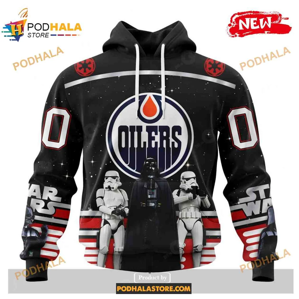 Bold Edmonton Oilers Star Wars 3d Hoodie With Darth Vader And Stormtroopers
