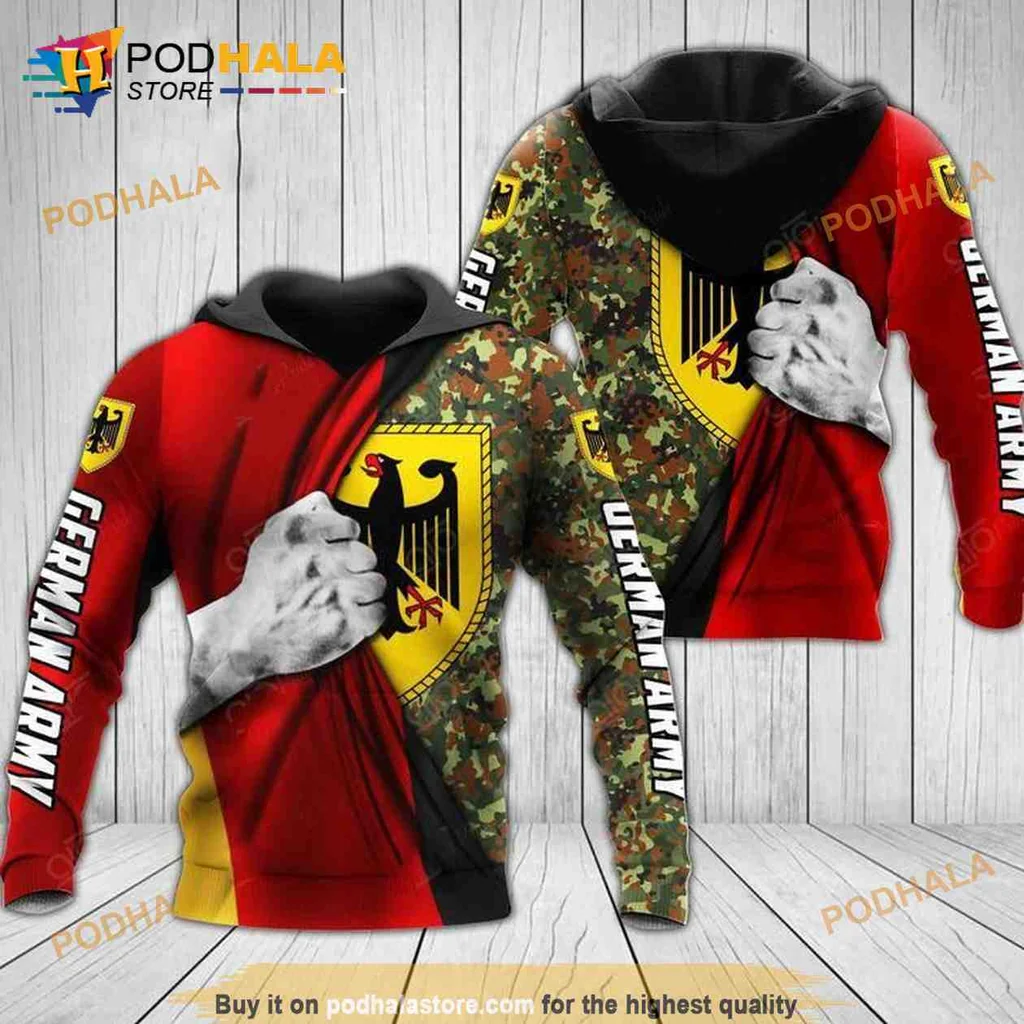 Bold German Eagle Camouflage 3d Hoodie With Military Colors And Design