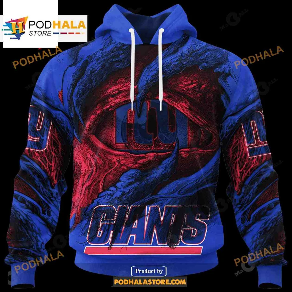 Bold Giants Demon Eyes 3d Hoodie With Striking Red And Blue Design