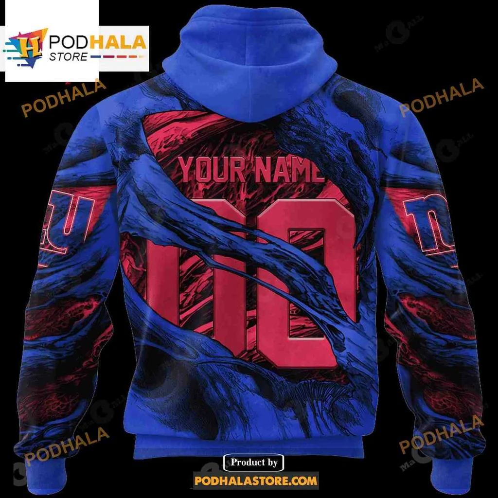 Bold Giants Demon Eyes All Over Print Hoodie With Striking Red And Blue Design Bold Giants Demon Eyes All Over Print Hoodie With Striking Red And Blue Design