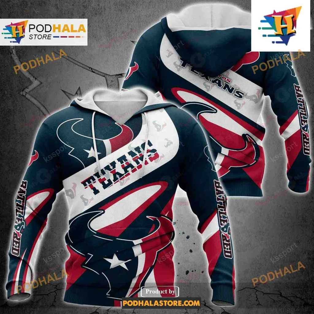 Bold Houston Texans 3d Hoodie Featuring Team Logo And Energetic Design