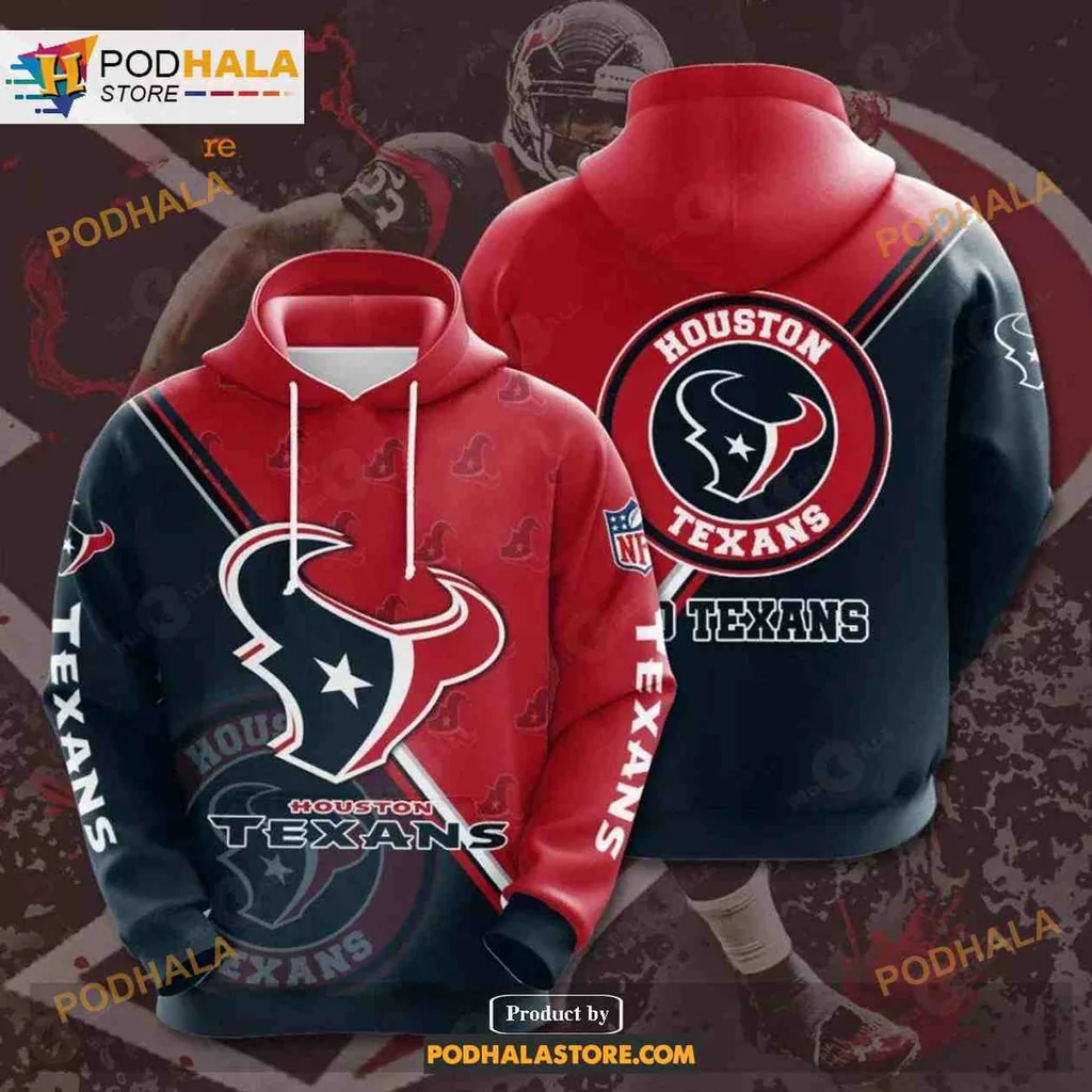 Bold Houston Texans 3d Hoodie With Striking Team Logo Design