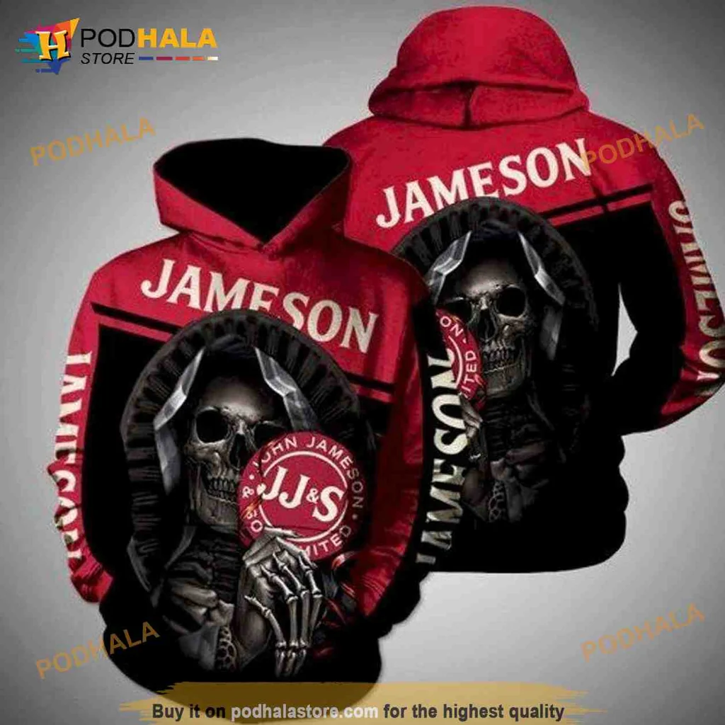 Bold Jameson Skull 3d Hoodie Sweatshirt With Edgy Red And Black Design