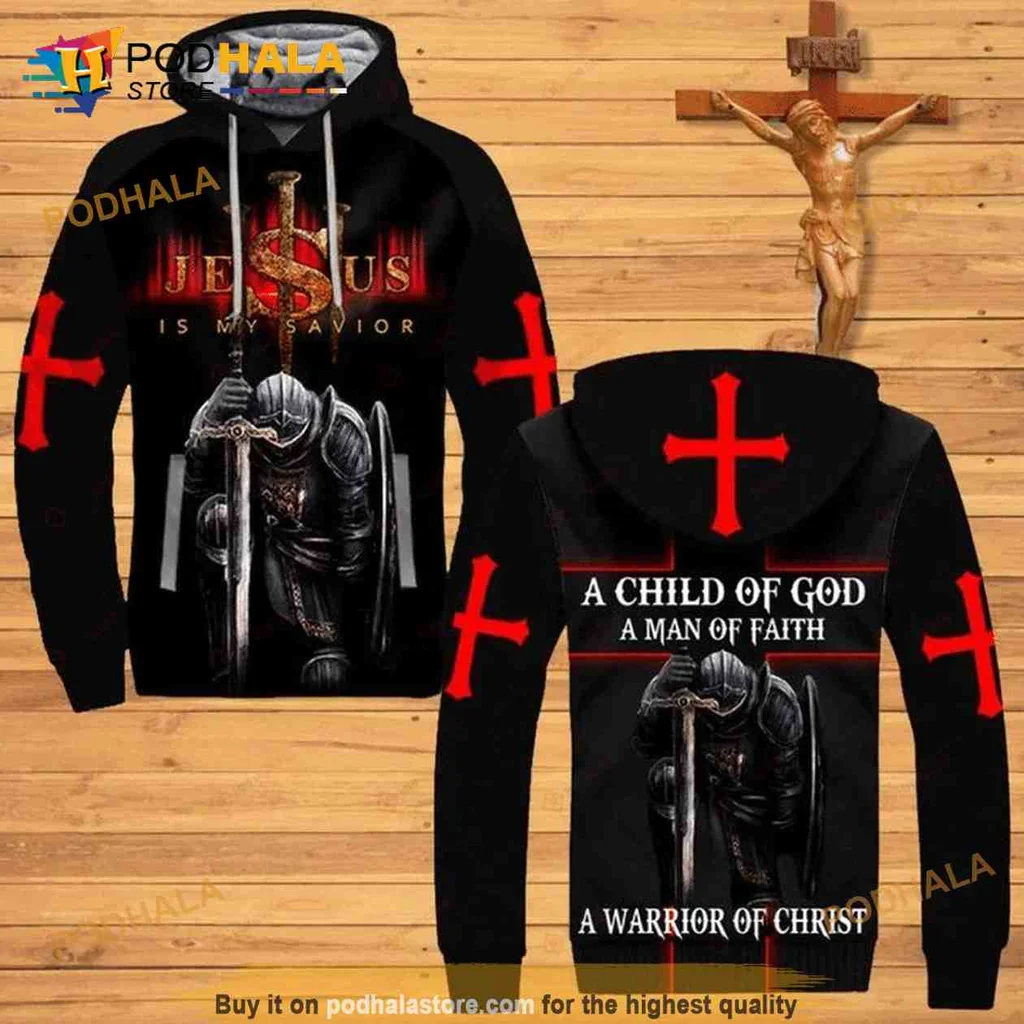 Bold Jesus Warrior 3d Hoodie, Knight In Armor With Spiritual Message