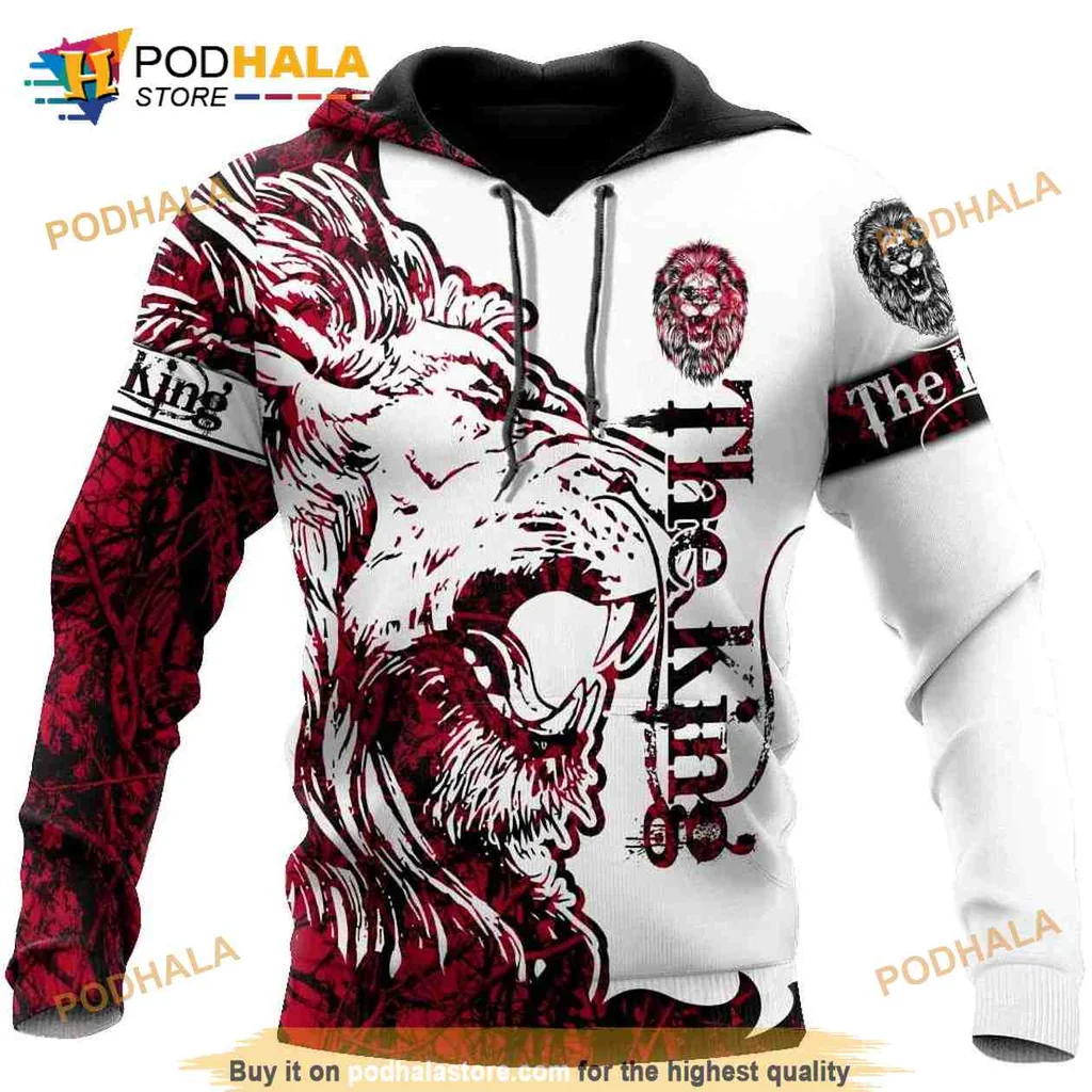 Bold Lion King Tattoo 3d Hoodie With Intricate Floral Design