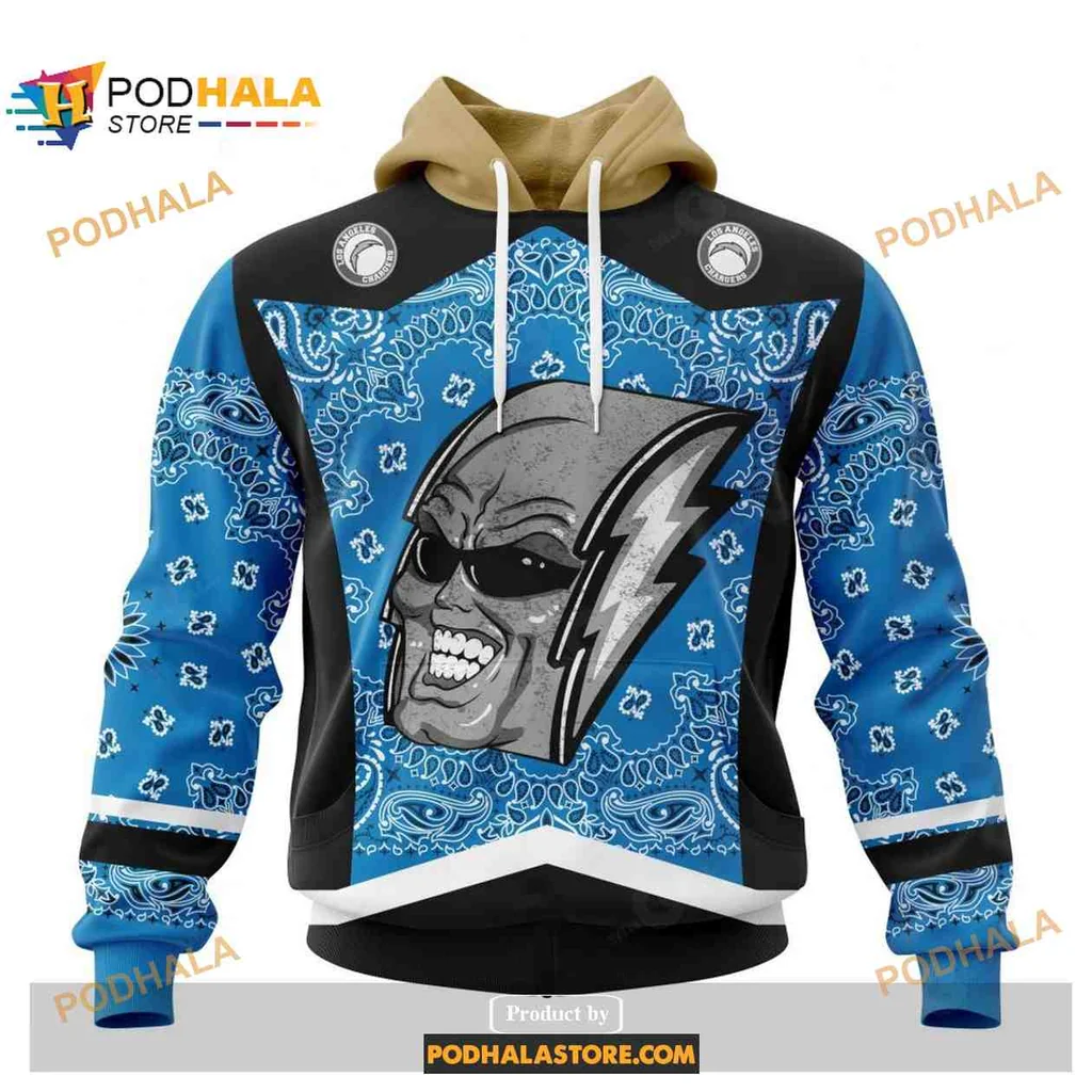 Bold Los Angeles Chargers 3d Hoodie With Fierce Cartoon Character Design