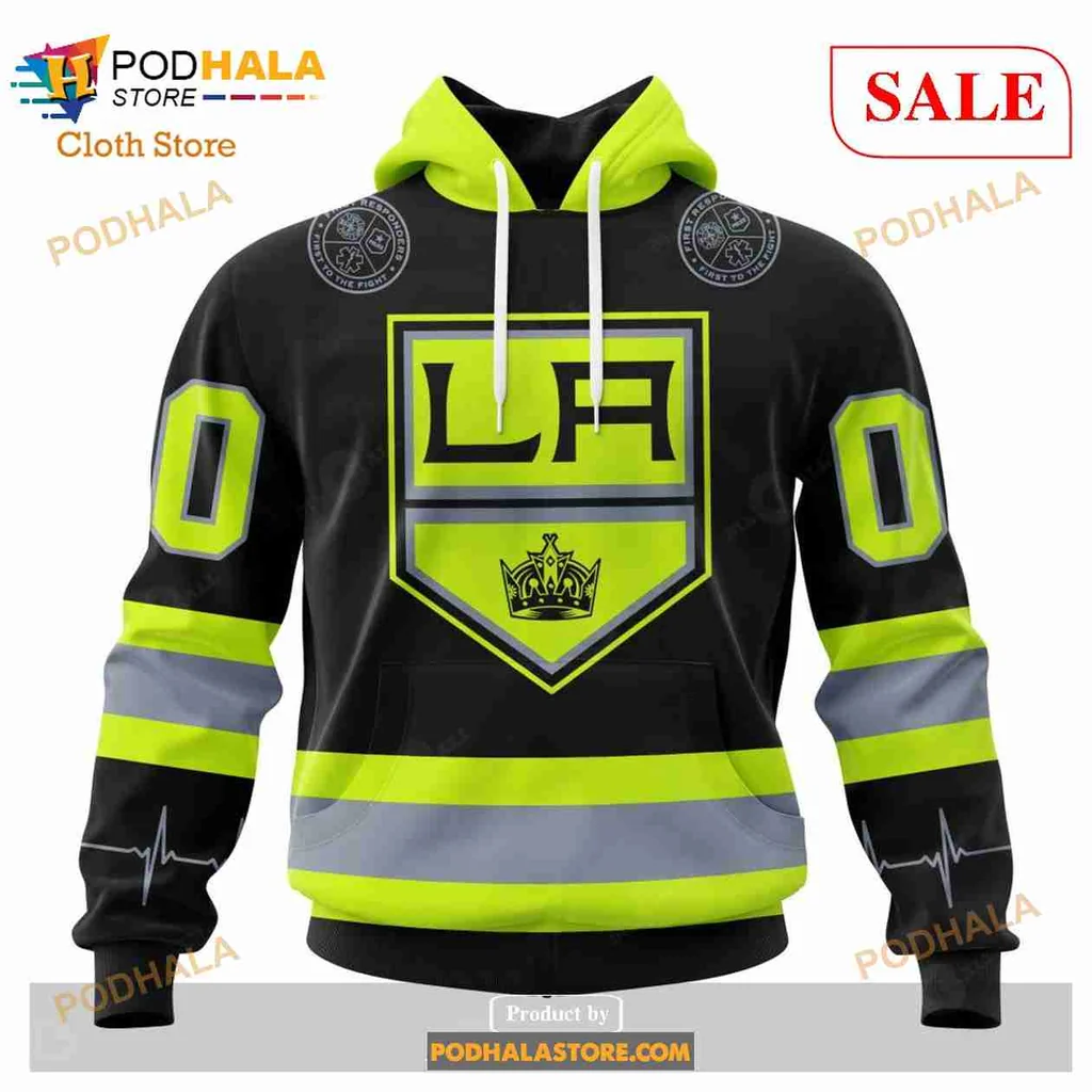 Bold Los Angeles Kings Firefighter Hoodie With Shield Emblem And Crown