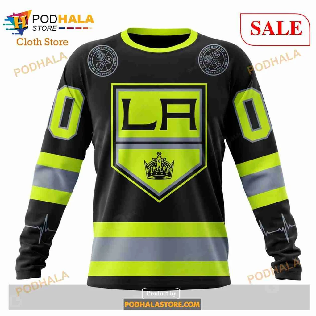 Bold Los Angeles Kings Firefighter Hoodie With Shield Emblem And Crown - View 3 Bold Los Angeles Kings Firefighter Hoodie With Shield Emblem And Crown - View 3