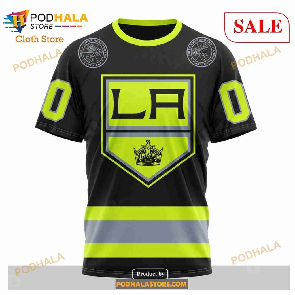 Bold Los Angeles Kings Firefighter Hoodie With Shield Emblem And Crown - Product View 6 Bold Los Angeles Kings Firefighter Hoodie With Shield Emblem And Crown - Product View 6