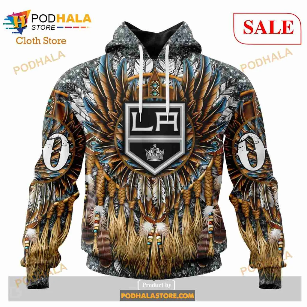 Bold Los Angeles Kings Native Hoodie With Tribal Feather Design