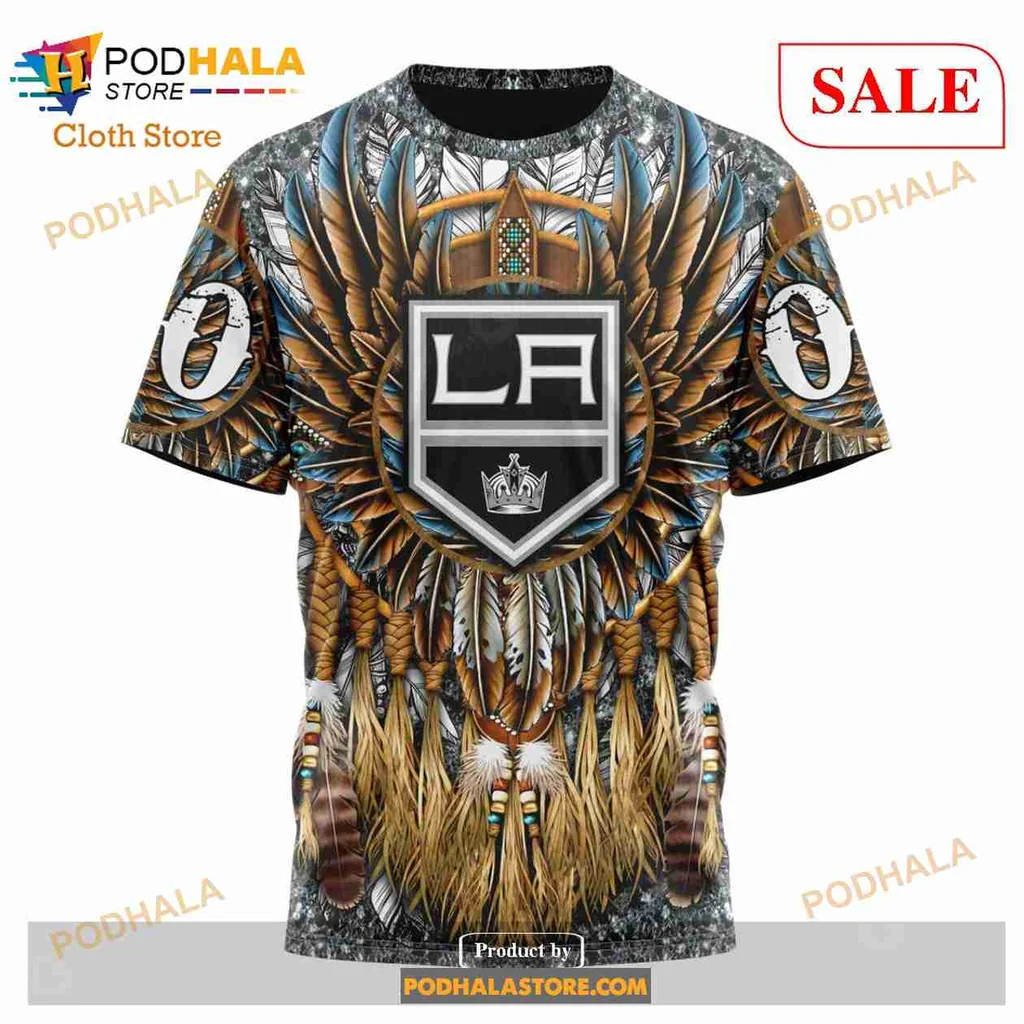 Bold Los Angeles Kings Native Hoodie With Tribal Feather Design - Product View 6 Bold Los Angeles Kings Native Hoodie With Tribal Feather Design - Product View 6