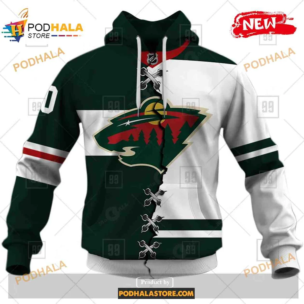 Bold Minnesota Wild Bear 3d Hoodie With Unique Lace Up Detail