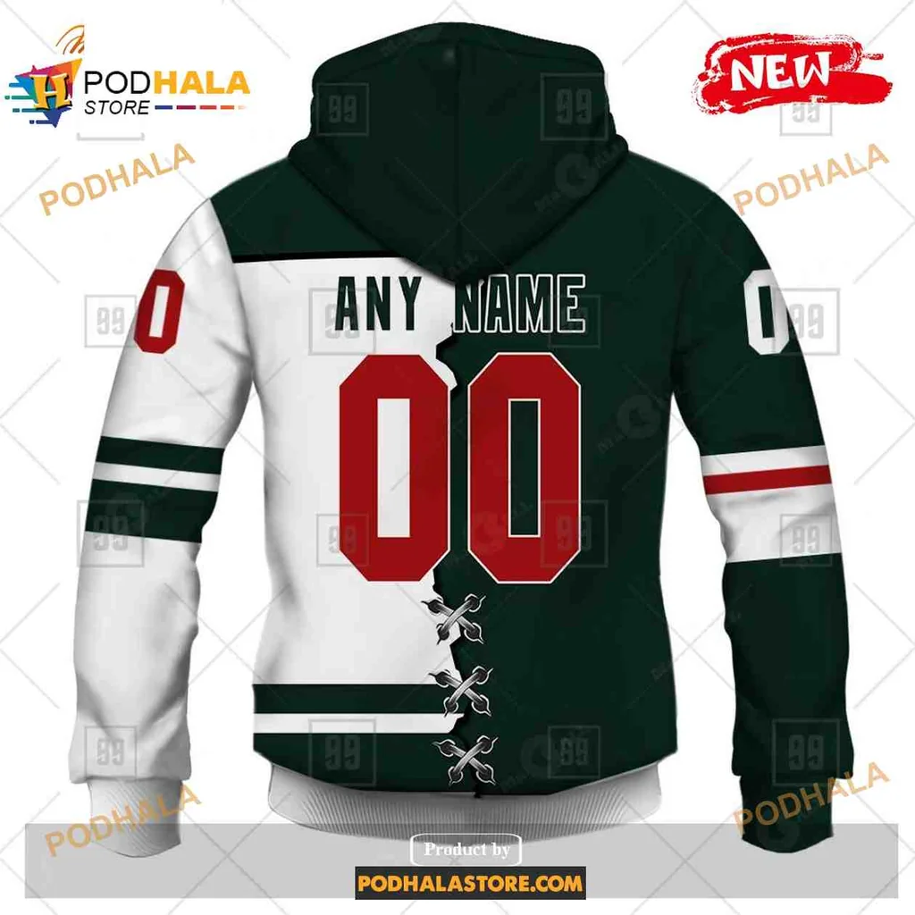 Bold Minnesota Wild Bear AOP Hoodie With Unique Lace Up Detail Bold Minnesota Wild Bear AOP Hoodie With Unique Lace Up Detail