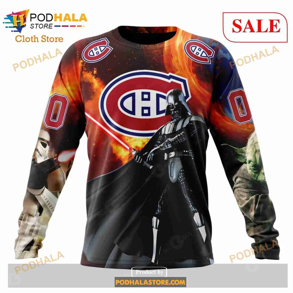 Bold Montreal Canadiens Star Wars Hoodie Featuring Darth Vader Design - View 3 Bold Montreal Canadiens Star Wars Hoodie Featuring Darth Vader Design - View 3