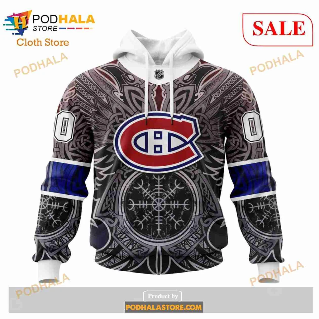 Bold Montreal Canadiens Viking 3D Print Hoodie With Intricate Norse Design Bold Montreal Canadiens Viking 3D Print Hoodie With Intricate Norse Design