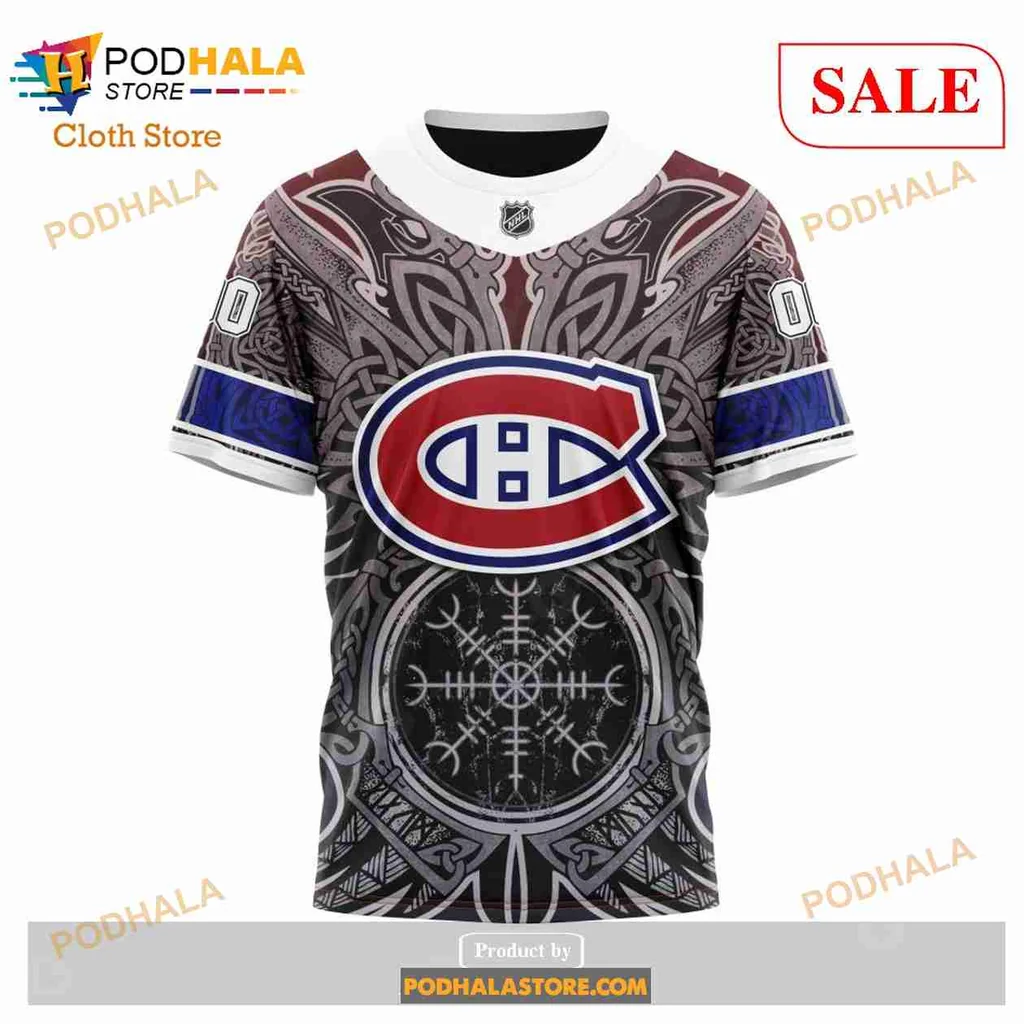 Bold Montreal Canadiens Viking 3d Hoodie With Intricate Norse Design - Product View 5 Bold Montreal Canadiens Viking 3d Hoodie With Intricate Norse Design - Product View 5