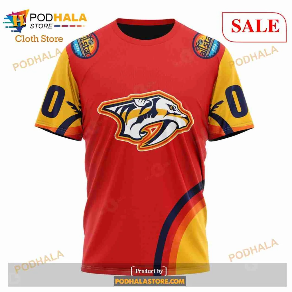 Bold Nashville Predators 3d Hoodie With Fierce Logo And Striped Sleeves - Product View 6 Bold Nashville Predators 3d Hoodie With Fierce Logo And Striped Sleeves - Product View 6