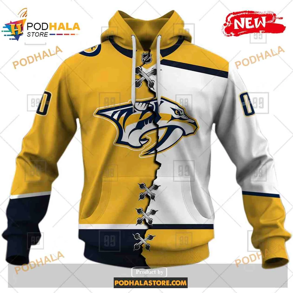 Bold Nashville Predators 3d Hoodie With Striking Yellow And White Design