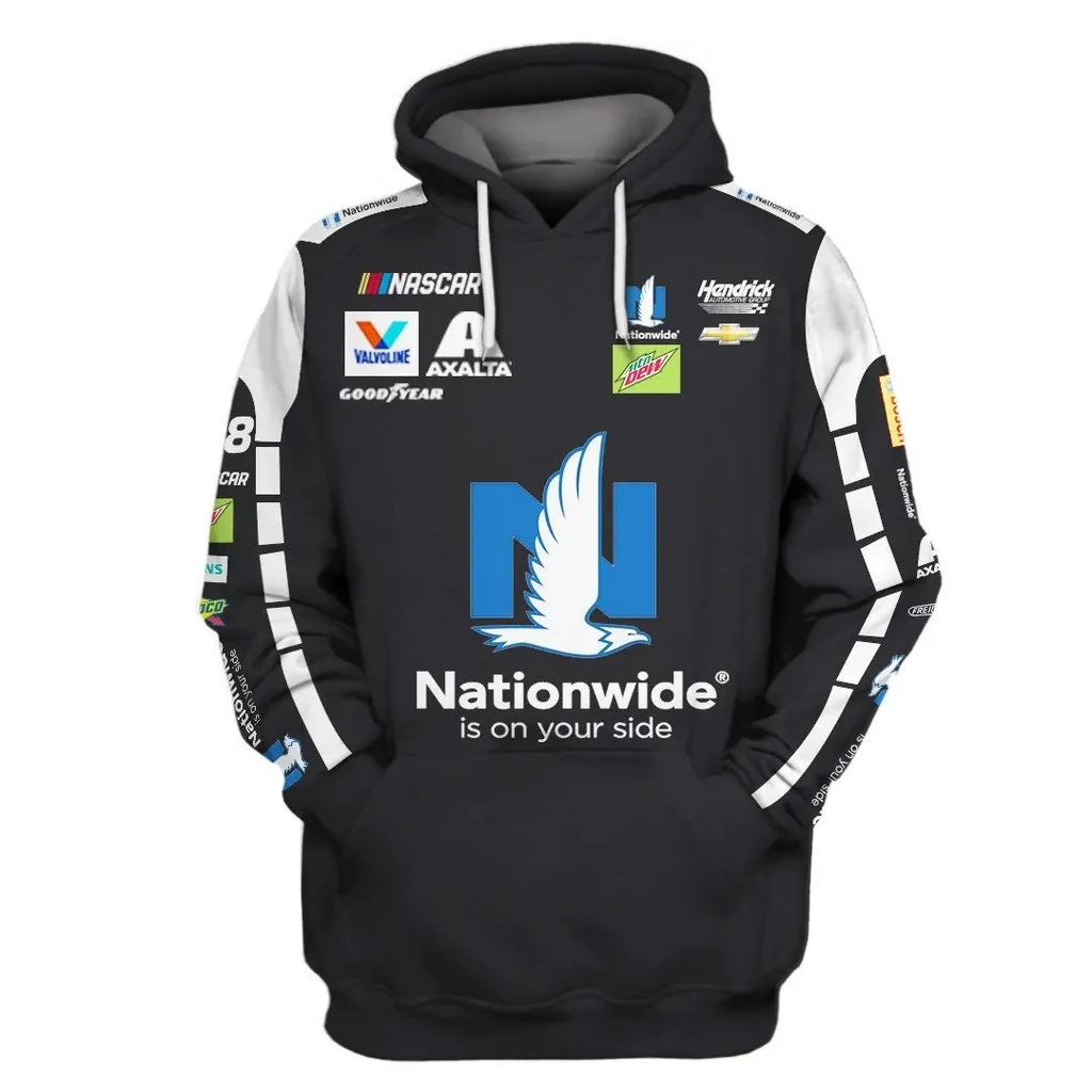Bold Nationwide Nascar 3d Hoodie Featuring Eagle Logo And Sponsor Designs