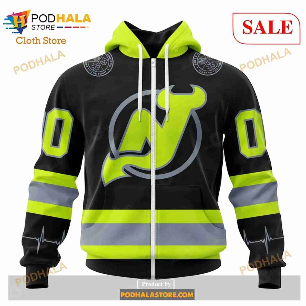 Bold New Jersey Devils Firefighter Hoodie, Striking Nhl 3d Design - View 1 Bold New Jersey Devils Firefighter Hoodie, Striking Nhl 3d Design - View 1
