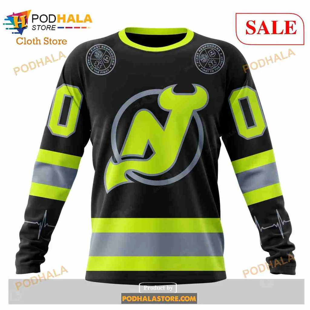 Bold New Jersey Devils Firefighter Hoodie, Striking Nhl 3d Design - View 3 Bold New Jersey Devils Firefighter Hoodie, Striking Nhl 3d Design - View 3