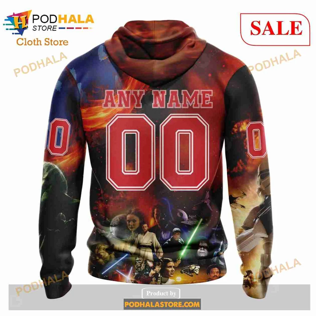 Bold New Jersey Devils Star Wars Hoodie Featuring Darth Vader Design - View 2 Bold New Jersey Devils Star Wars Hoodie Featuring Darth Vader Design - View 2