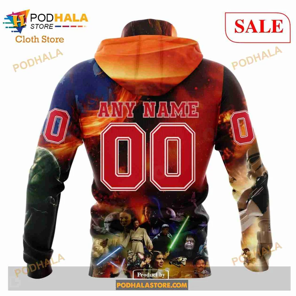 Bold New Jersey Devils Star Wars Hoodie Featuring Darth Vader Design - View 3 Bold New Jersey Devils Star Wars Hoodie Featuring Darth Vader Design - View 3