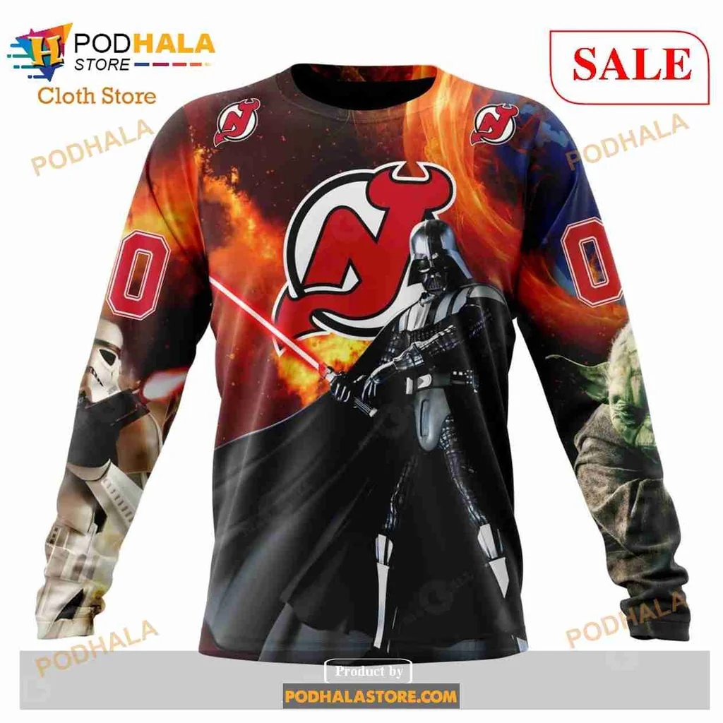 Bold New Jersey Devils Star Wars Hoodie Featuring Darth Vader Design - Product View 5 Bold New Jersey Devils Star Wars Hoodie Featuring Darth Vader Design - Product View 5