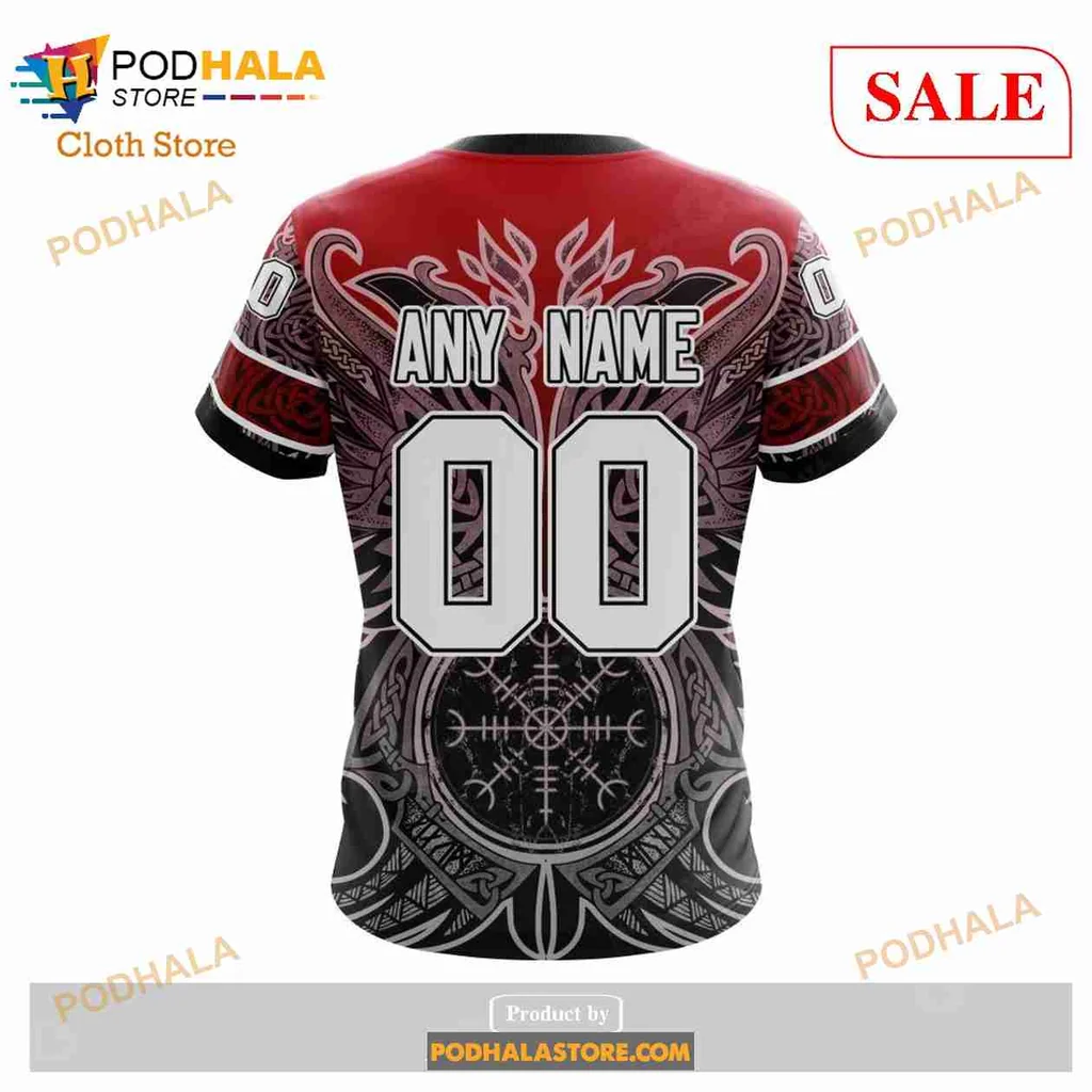 Bold New Jersey Devils Viking Hoodie Featuring Norse Symbols Design - View 1 Bold New Jersey Devils Viking Hoodie Featuring Norse Symbols Design - View 1