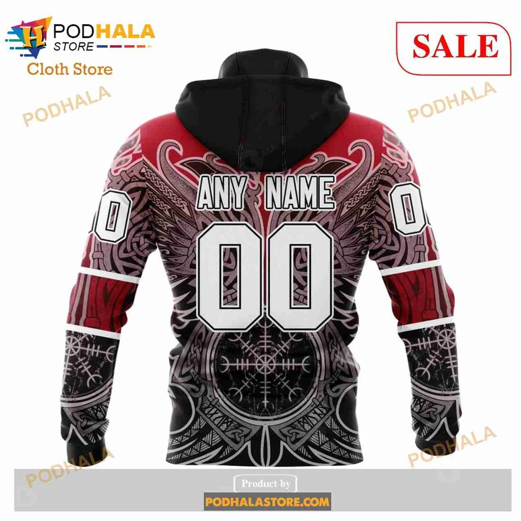 Bold New Jersey Devils Viking Hoodie Featuring Norse Symbols Design - View 3 Bold New Jersey Devils Viking Hoodie Featuring Norse Symbols Design - View 3