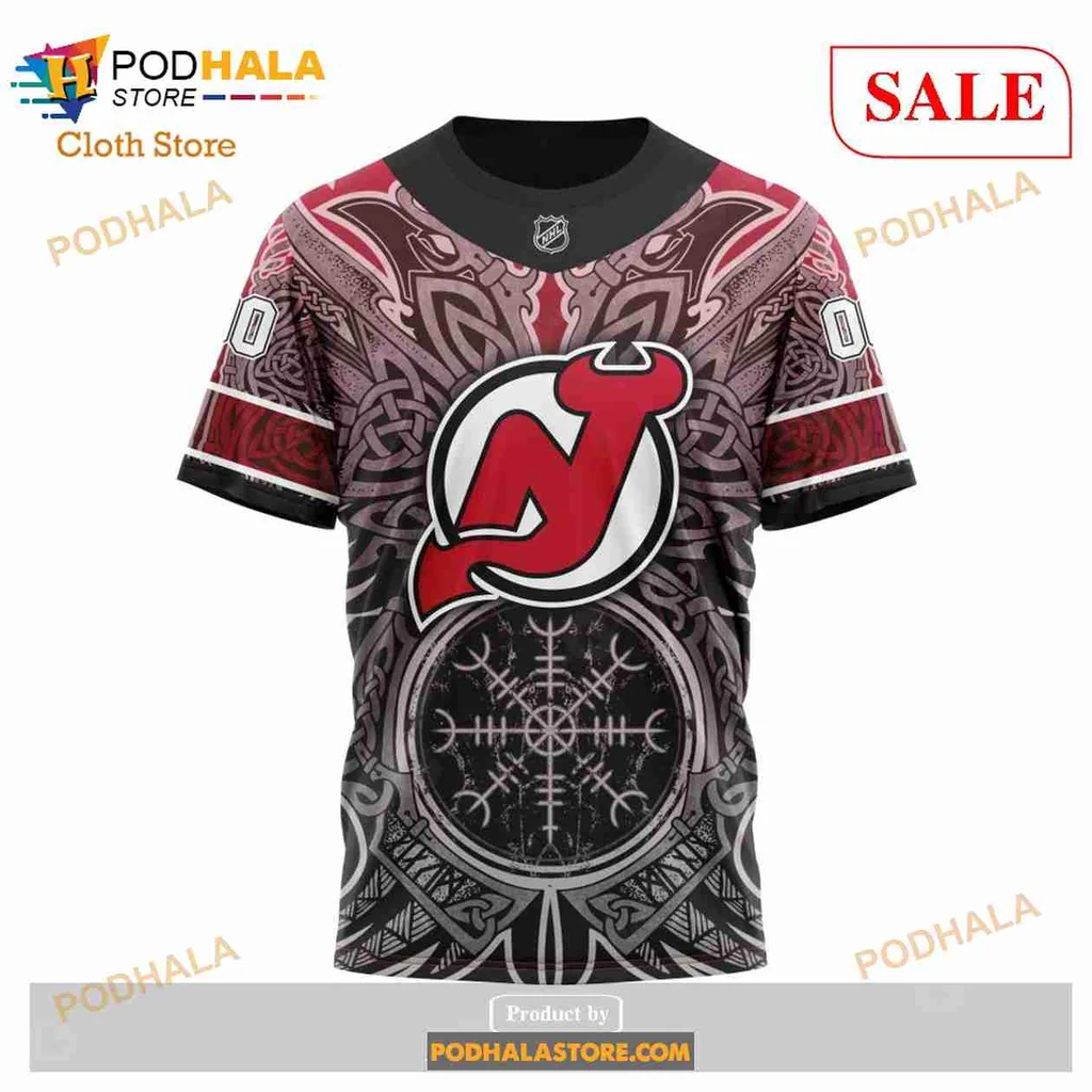 Bold New Jersey Devils Viking Hoodie Featuring Norse Symbols Design - Product View 5 Bold New Jersey Devils Viking Hoodie Featuring Norse Symbols Design - Product View 5