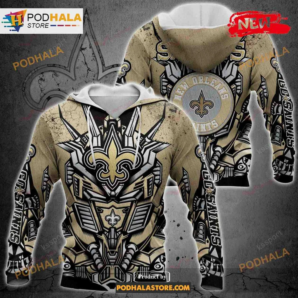 Bold New Orleans Saints 3d Hoodie Featuring Iconic Fleur De Lis Design