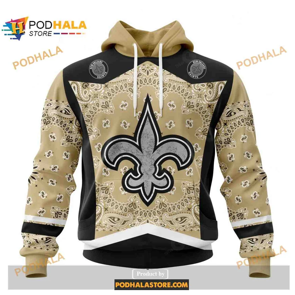 Bold New Orleans Saints 3d Hoodie With Fleur De Lis And Paisley Design