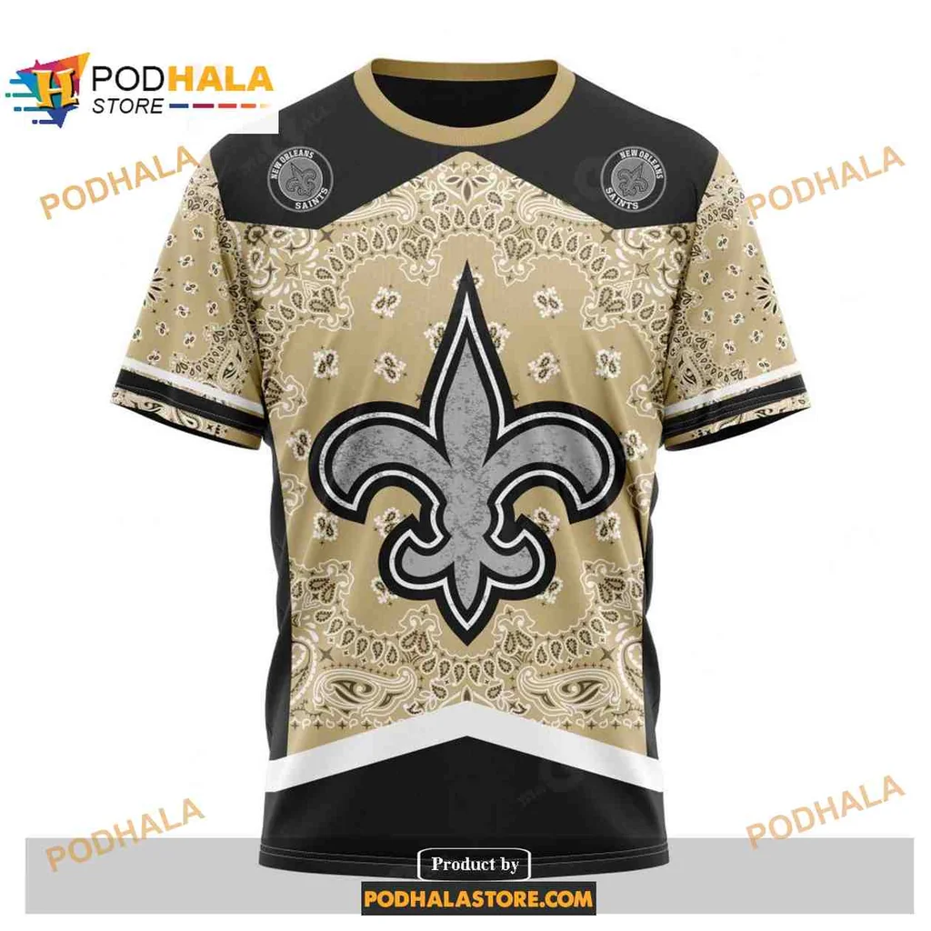 Bold New Orleans Saints AOP Hoodie With Fleur De Lis And Paisley Design Bold New Orleans Saints AOP Hoodie With Fleur De Lis And Paisley Design