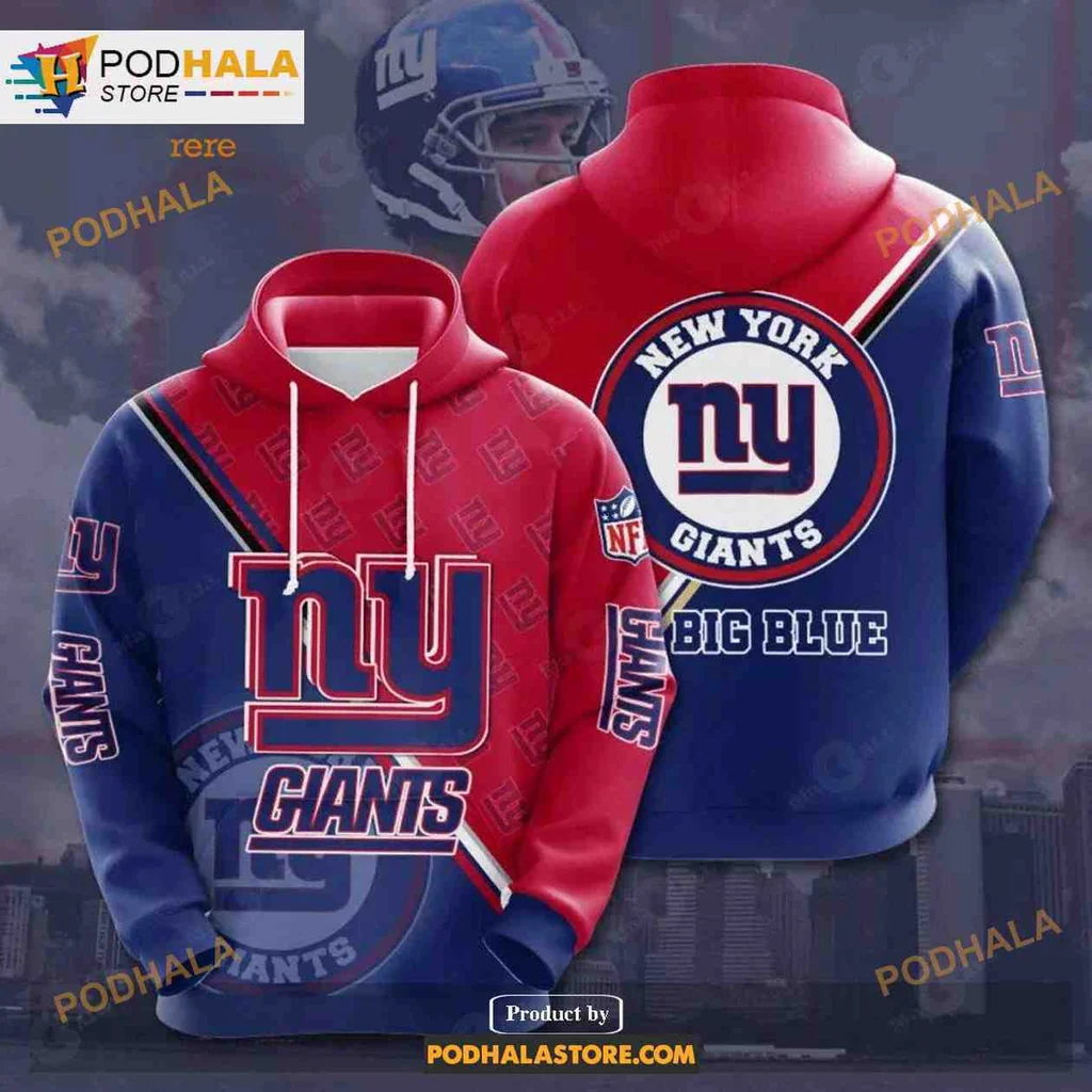 Bold New York Giants 3d Hoodie Featuring Team Logo And Vibrant Colors