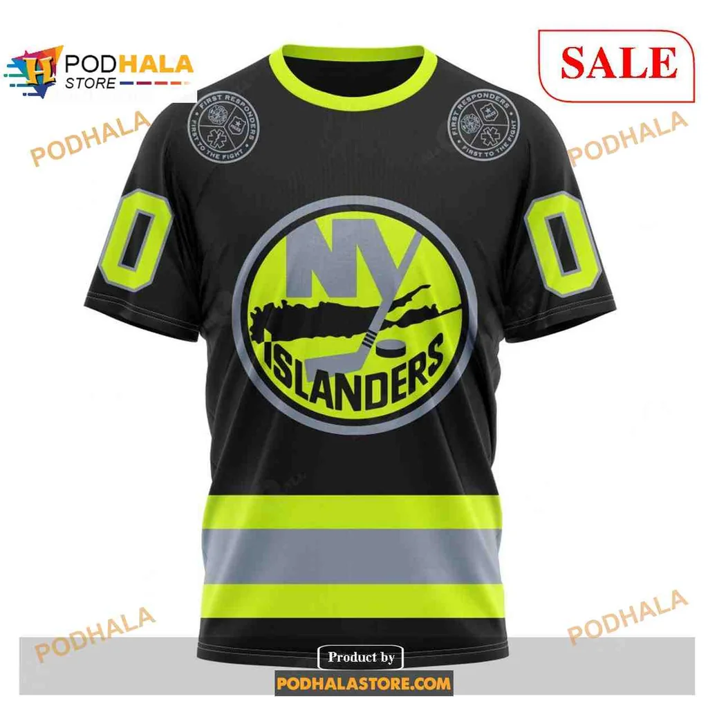 Bold New York Islanders Firefighter AOP Hoodie With Emblem And Graphics Bold New York Islanders Firefighter AOP Hoodie With Emblem And Graphics
