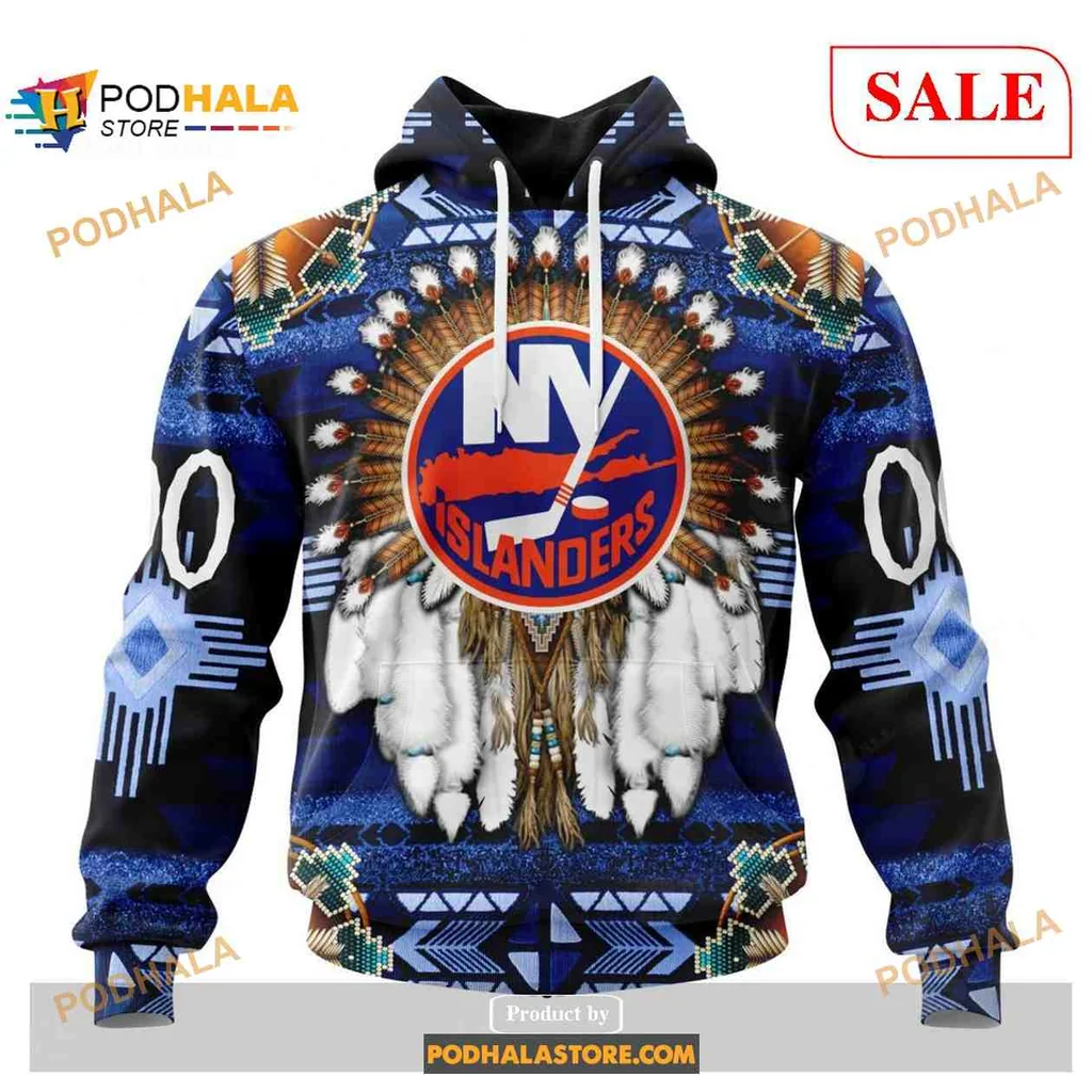 Bold New York Islanders Native Hoodie With Vibrant Tribal Design