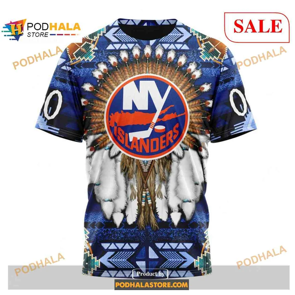 Bold New York Islanders Native Hoodie With Vibrant Tribal Design - View 2 Bold New York Islanders Native Hoodie With Vibrant Tribal Design - View 2