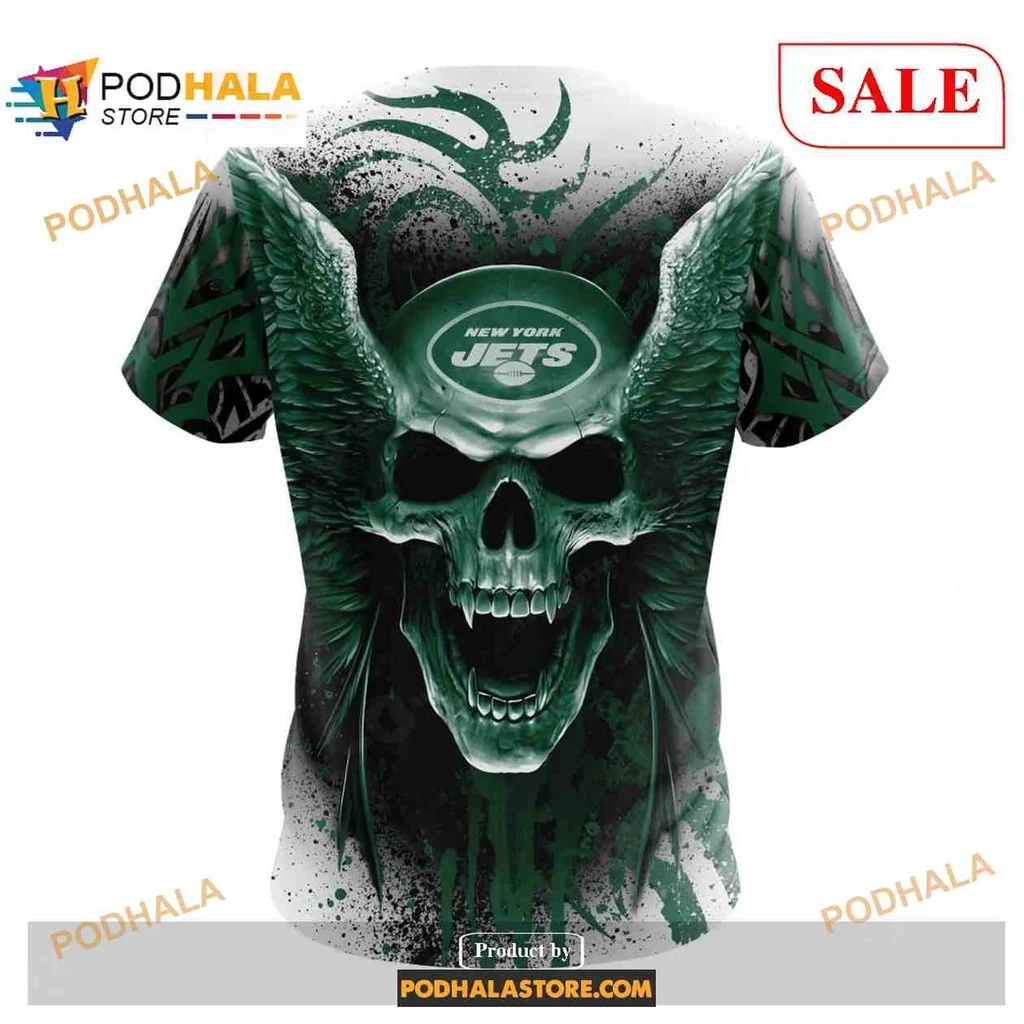 Bold New York Jets Skull 3D Print Hoodie With Wings Design Bold New York Jets Skull 3D Print Hoodie With Wings Design