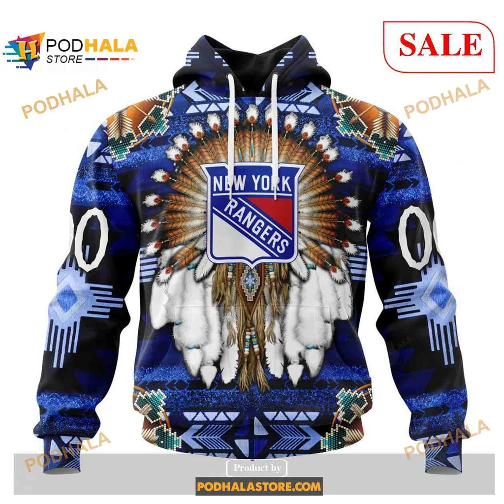 Bold New York Rangers Native American Hoodie With Vibrant Design